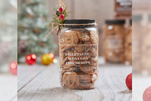 Jar de galletas de avena con chocochips Navideño